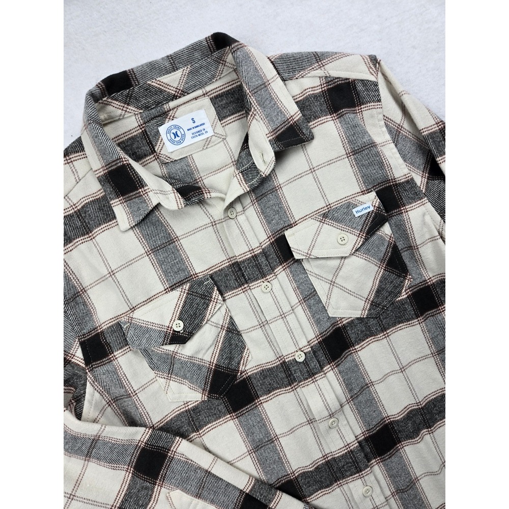 New Without Tags Hurley Men Heavy Flannel Shirt Long Sleeve Plaid Button Up Sz S